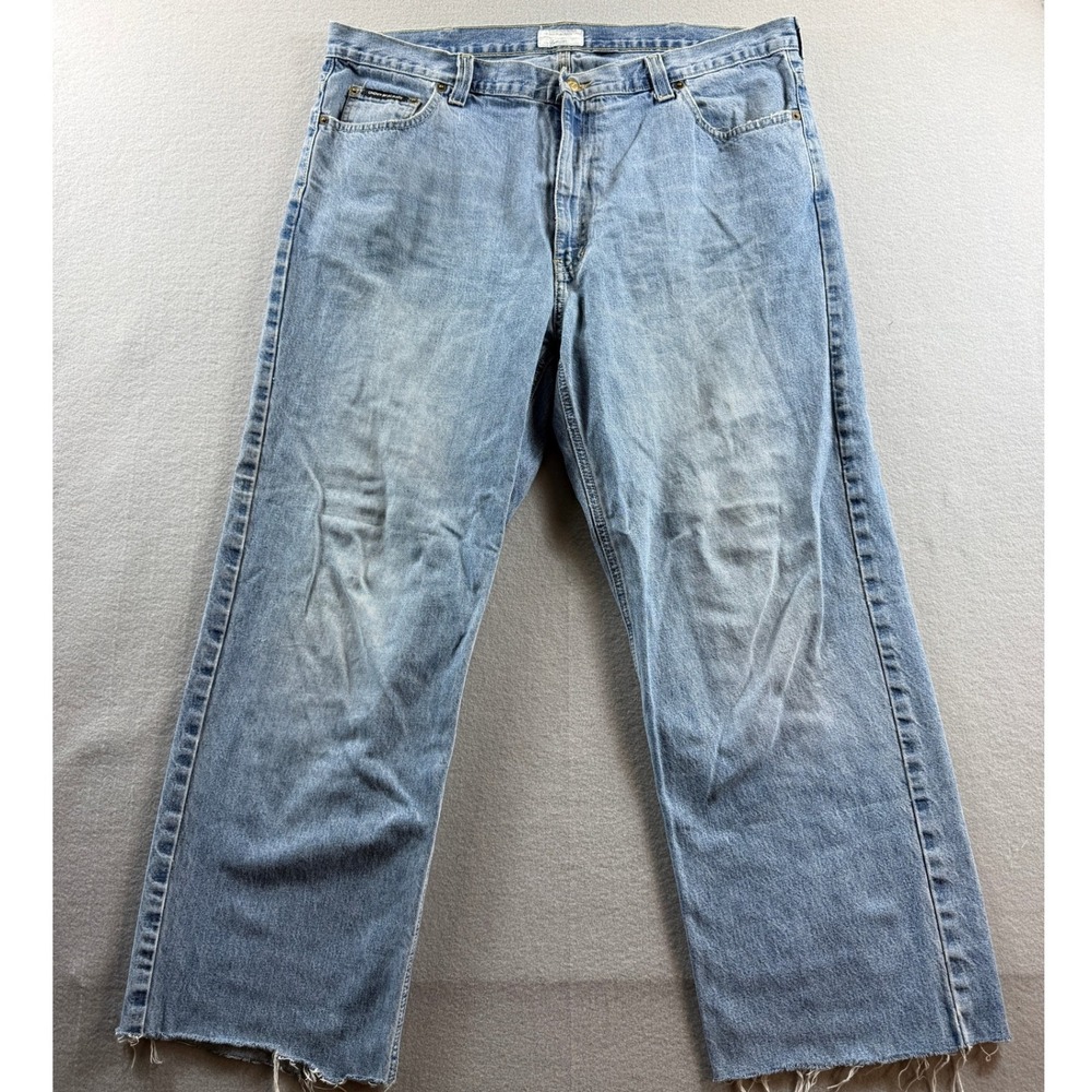 DKNY Jeans Product ID Low Rise Jeans Mens 40x28 Blue Cut Off Raw Hem Denim
